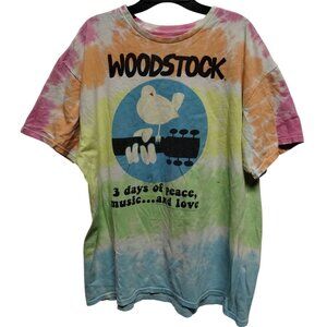 Liquid Blue Mens XL Woodstock Tie-Dye T-Shirt 3 Days Of Peace Music And Love Mul